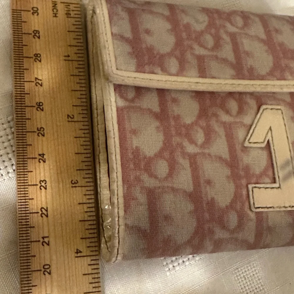 Christian Dior Pink and Cream trotter Logo tri fold Wallet number 1 vintage
